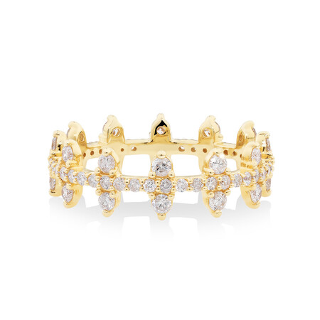 Two Row Zipper Ring with 1 Carat TW of Diamonds in 10kt Yellow Gold Two Row Zipper Ring with 1 Carat TW of Diamonds in 10kt Yellow Gold