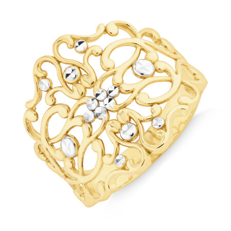 Filigree Ring in 10kt Yellow & White Gold Filigree Ring in 10kt Yellow & White Gold
