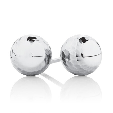 7mm Patterned Stud Earrings in 10ct White Gold 7mm Patterned Stud Earrings in 10ct White Gold