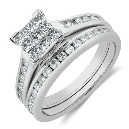 Bridal Set with 1 Carat TW of Diamonds in 14kt White Gold Bridal Set with 1 Carat TW of Diamonds in 14kt White Gold