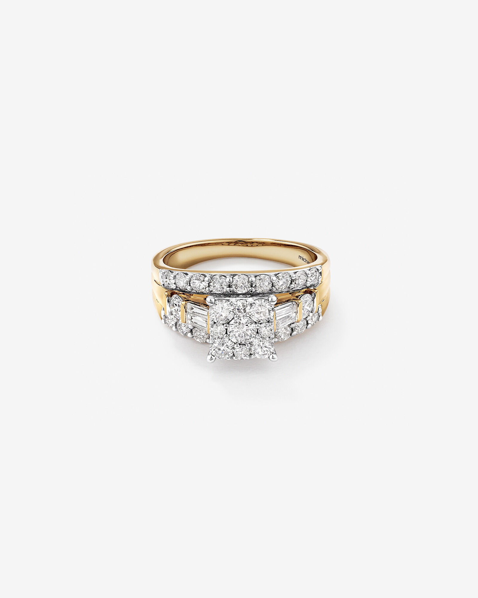 Engagement Ring with 1.75 Carat TW of Diamonds in 14kt White and Yellow Gold