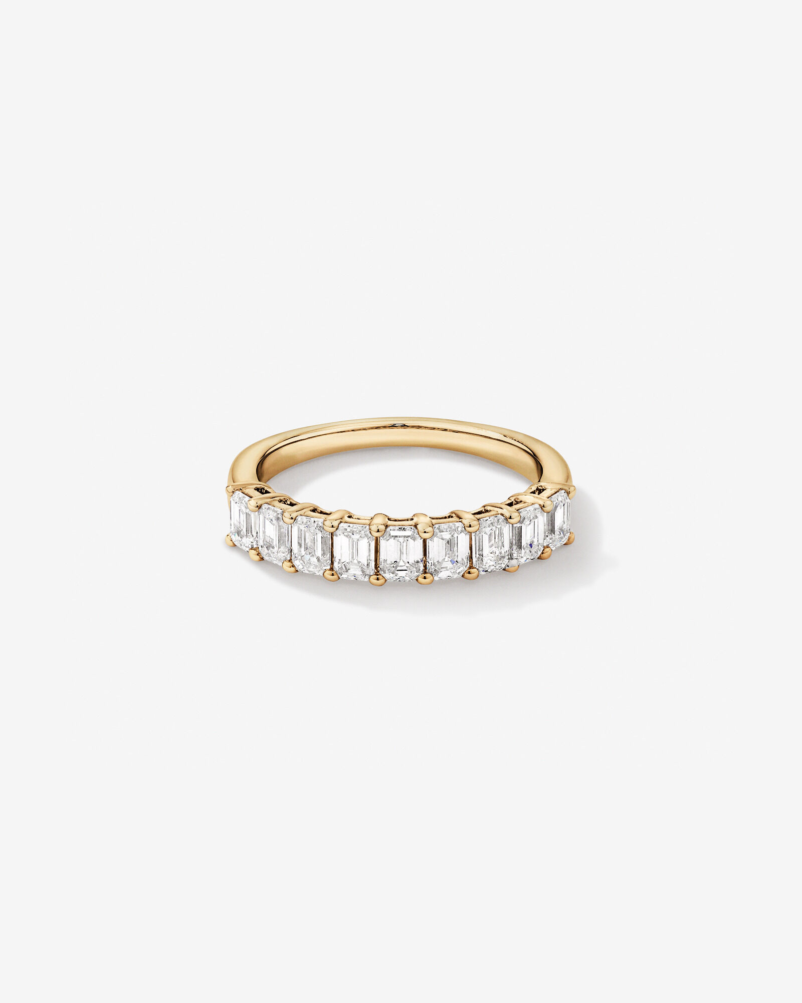 Alliance de mariage en diamant cultivé en laboratoire TW taille émeraude de 1,17 carat en or jaune 14 carats