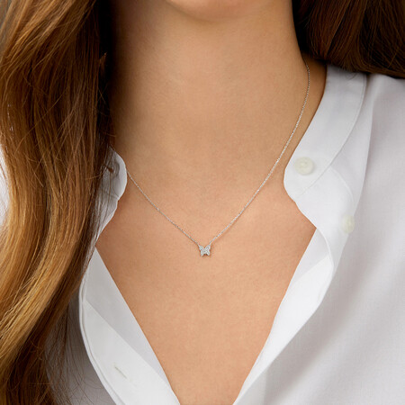 Butterfly Necklace with Diamonds in Sterling Silver Butterfly Necklace with Diamonds in Sterling Silver