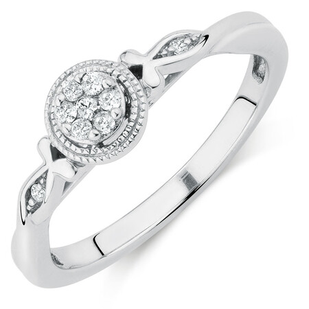 Promise Ring with Diamonds in Sterling Silver