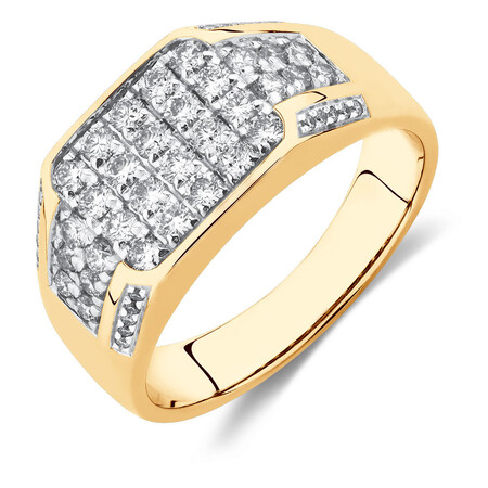 Men's Ring with 1 Carat TW of Diamonds in 10kt White & Yellow Gold Men's Ring with 1 Carat TW of Diamonds in 10kt White & Yellow Gold