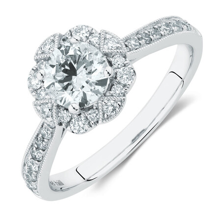 Engagement Ring With 1.03 Carat TW Of Diamonds In 14kt White Gold