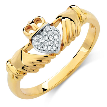 Claddagh Ring with Diamonds in 10kt Yellow Gold Claddagh Ring with Diamonds in 10kt Yellow Gold
