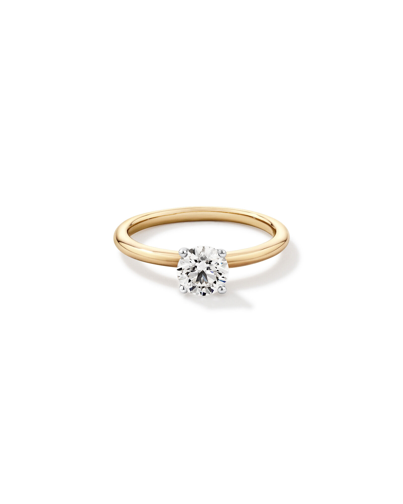 0,70 Carat Poids Total Bague De Fiançailles Solitaire En Diamant De Laboratoire Rond Brillant En Or Jaune Et Blanc 14 Carats