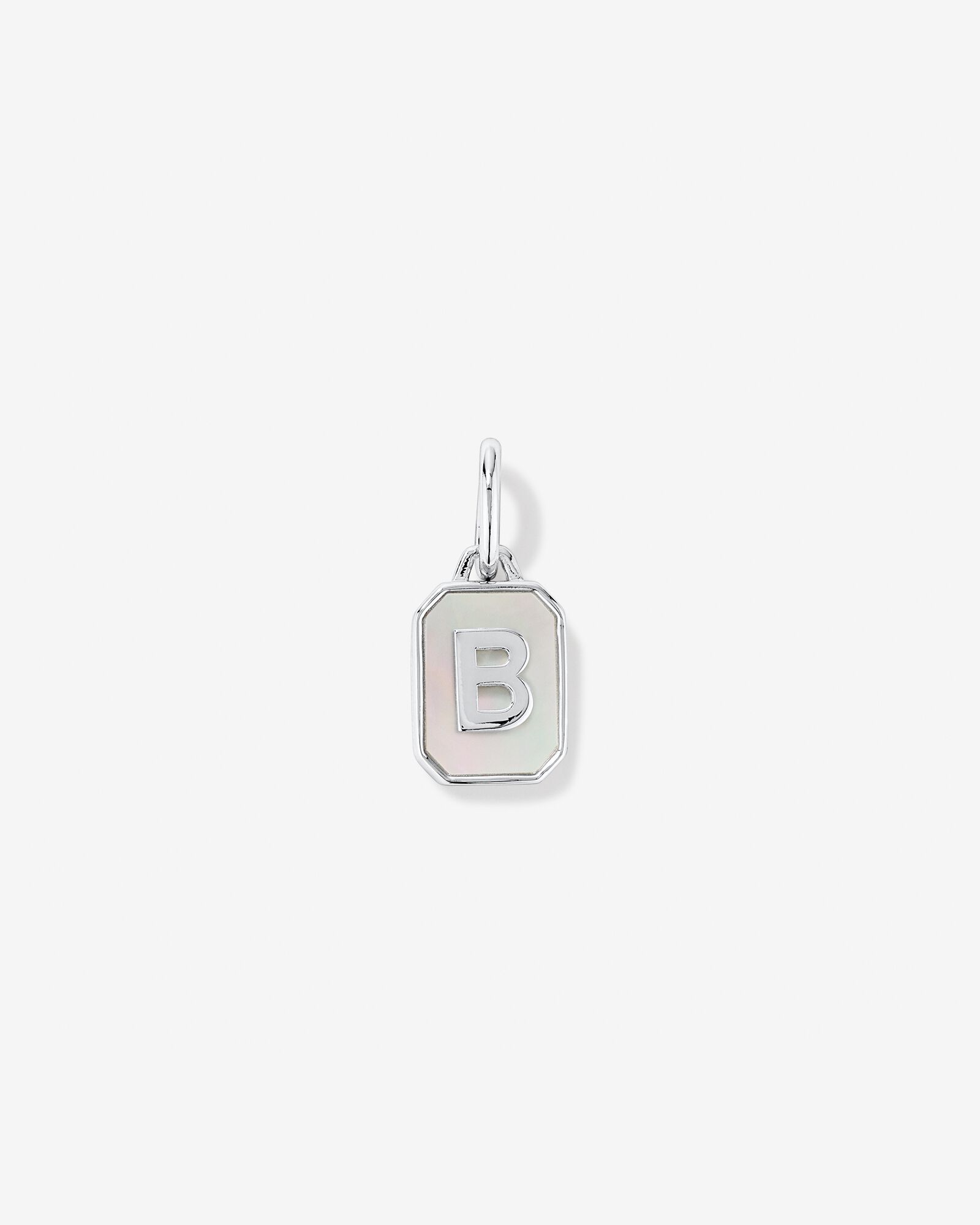 Letter B Mother of Pearl Initial Pendant in Sterling Silver
