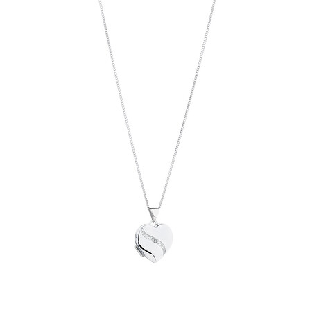 Diamond Heart Locket in 10kt White Gold & Sterling Silver Diamond Heart Locket in 10kt White Gold & Sterling Silver