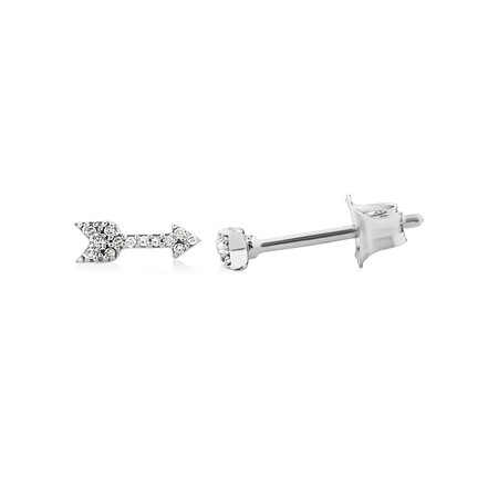 Mini Arrow Earrings with Diamonds in Sterling Silver Mini Arrow Earrings with Diamonds in Sterling Silver