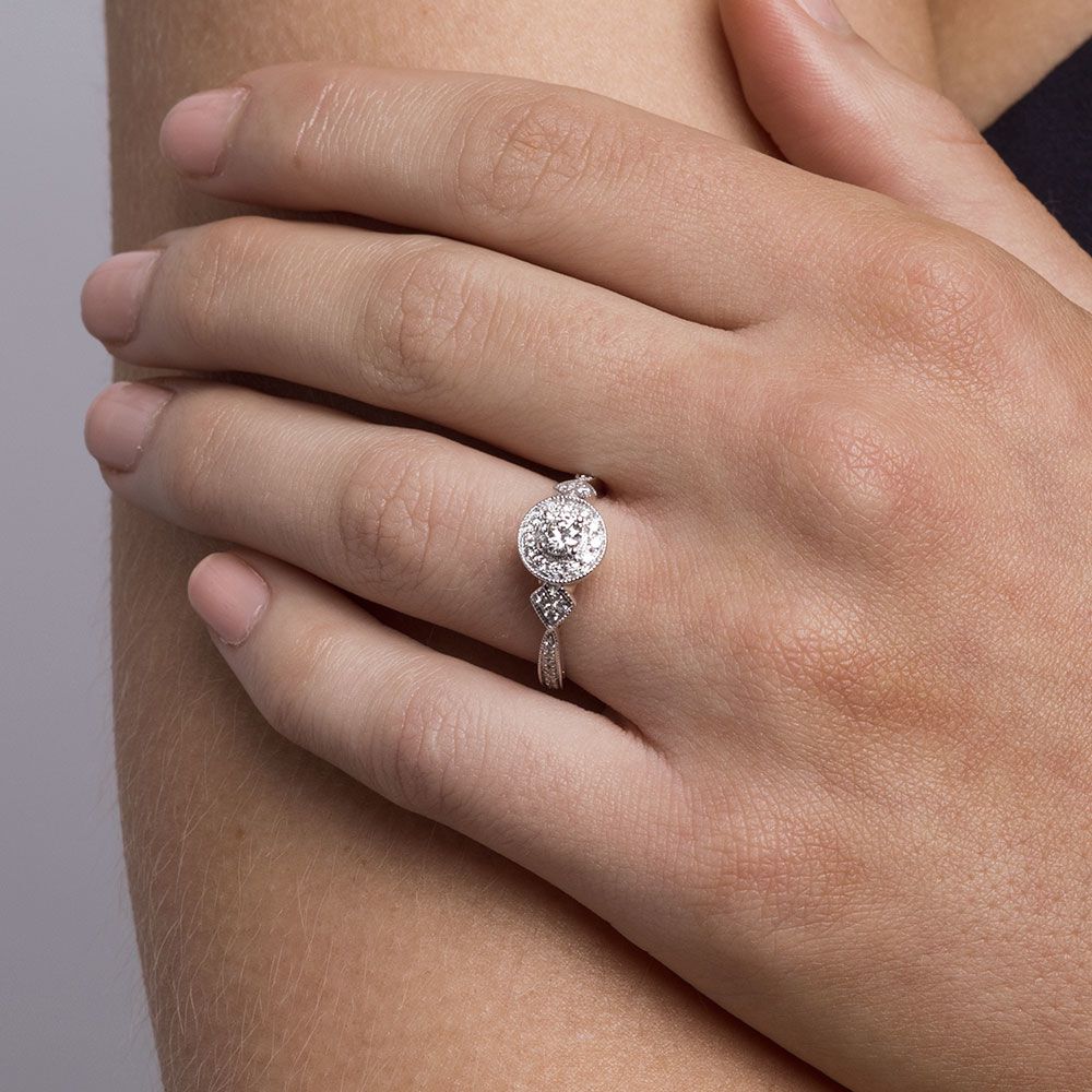 Sir Michael Hill Designer GrandAmoroso Engagement Ring with 0.58 Carat TW of Diamonds in 14kt White & Rose Gold