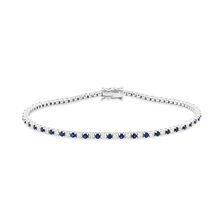 Tennis Bracelet with Natural Sapphire & 1 Carat TW of Diamonds in 10kt White Gold