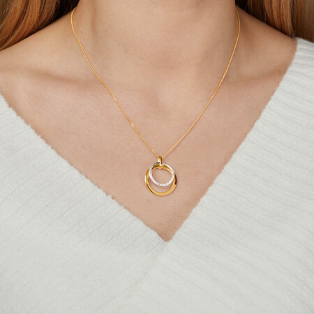 Double Circle Pendant in 10kt Yellow & White Gold Double Circle Pendant in 10kt Yellow & White Gold