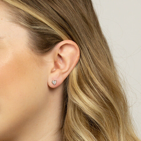 Heart Stud Earrings with Diamonds in 10kt Yellow Gold Heart Stud Earrings with Diamonds in 10kt Yellow Gold