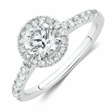 Engagement Ring with 1.38 Carat TW of Diamonds in 14kt White Gold