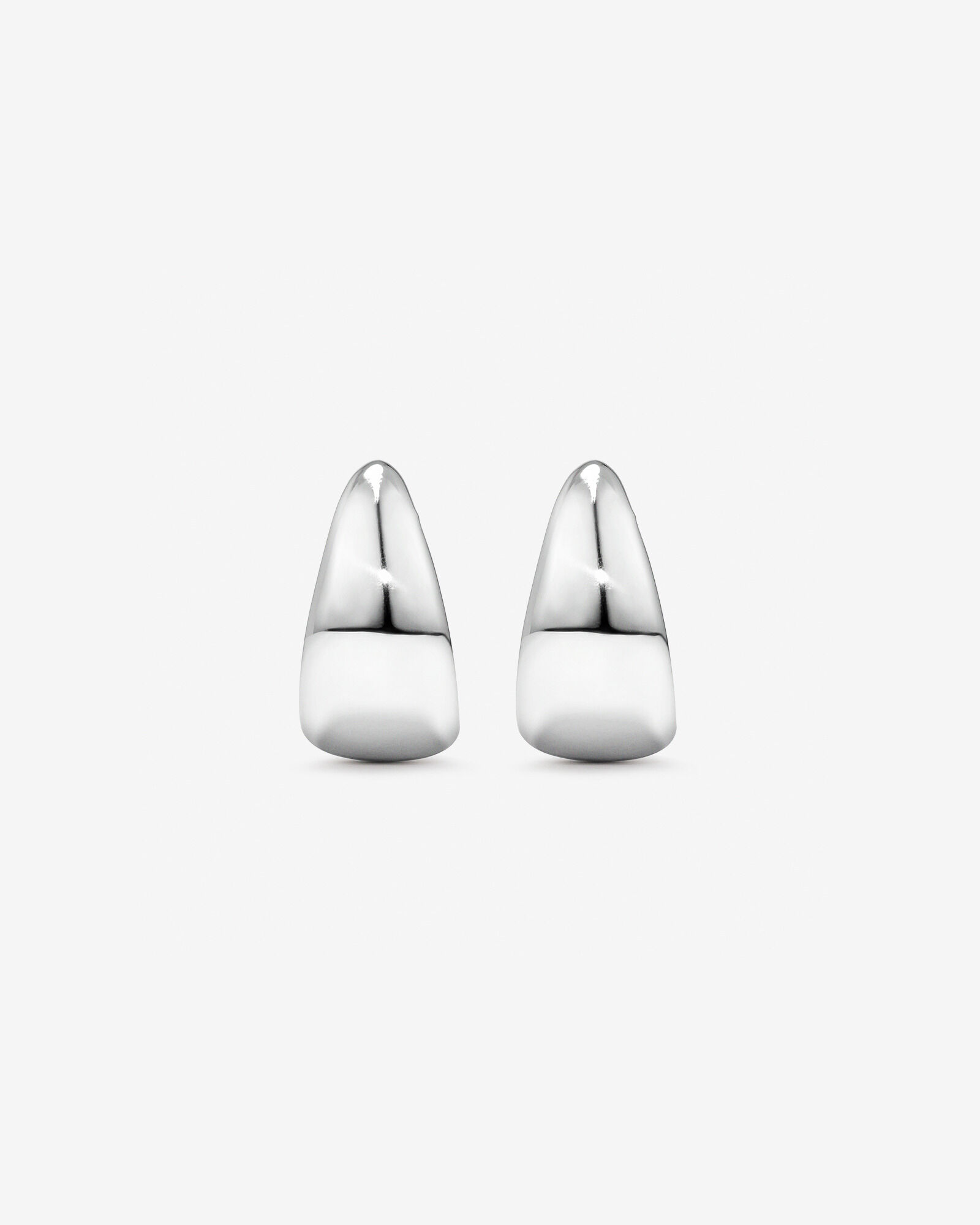 Polished Large Half Hoop Dome Stud Earrings in Sterling Silver