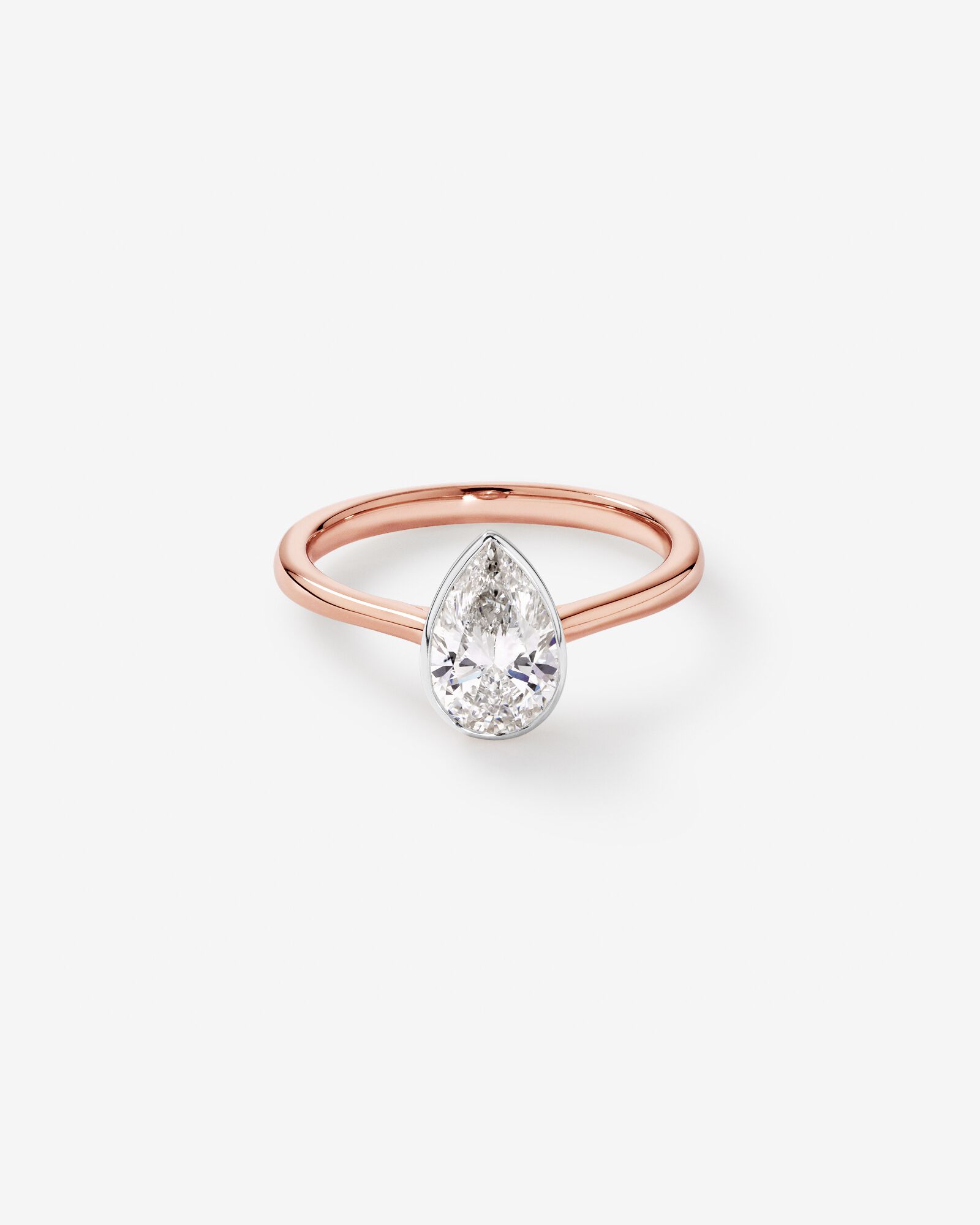 Bague de fiançailles TW TW de 1,25 carat en diamants solitaires de laboratoire en or rose et blanc 14 carats