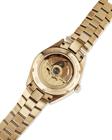 Automatic Skeleton Watch In Gold Tone Stainless Steel Automatic Skeleton Watch In Gold Tone Stainless Steel