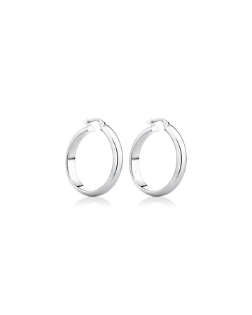30mm Round Hoop Earrings in Sterling Silver 30mm Round Hoop Earrings in Sterling Silver