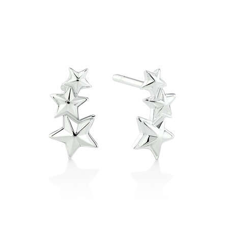 Graduating Tri Star Stud Earrings in Sterling Silver Graduating Tri Star Stud Earrings in Sterling Silver