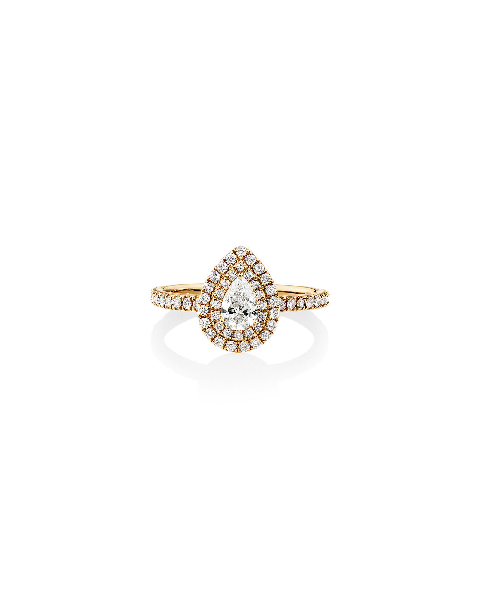 Bague à halo double en or jaune 18 K à diamants totalisant 0,71 ct