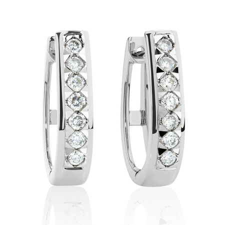 Huggie Earrings with 1/4 Carat TW of Diamonds ih 10kt White Gold