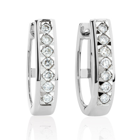 Huggie Earrings with 1/4 Carat TW of Diamonds ih 10kt White Gold Huggie Earrings with 1/4 Carat TW of Diamonds ih 10kt White Gold