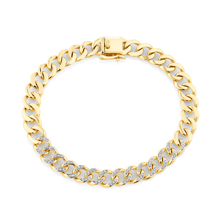 Cuban Link Bracelet with 0.33 Carat TW of Diamonds in 10kt Yellow Gold