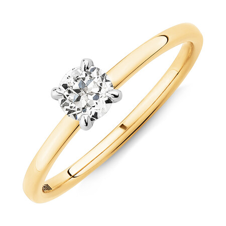 Southern Star Solitaire Engagement Ring with a 0.34 Carat TW Diamond in 18kt Yellow & White Gold Southern Star Solitaire Engagement Ring with a 0.34 Carat TW Diamond in 18kt Yellow & White Gold