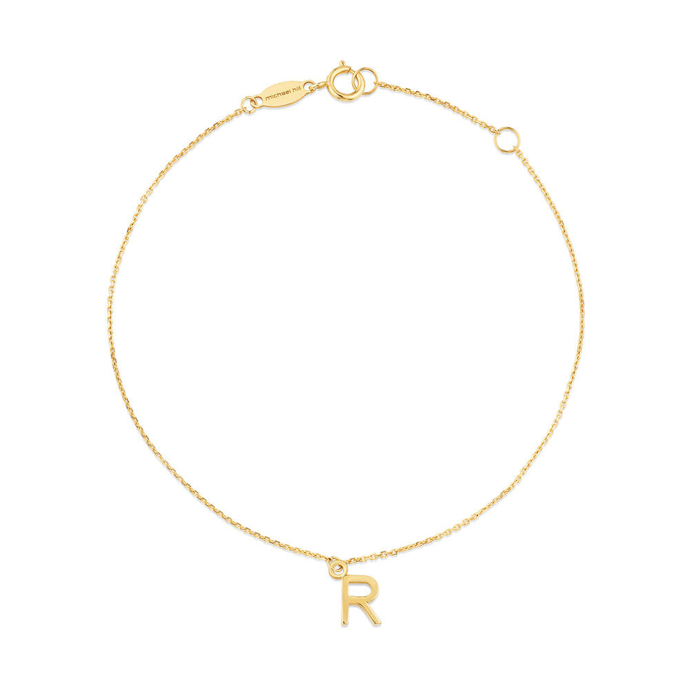 Collier à pendentif initiale R en or jaune 10 K