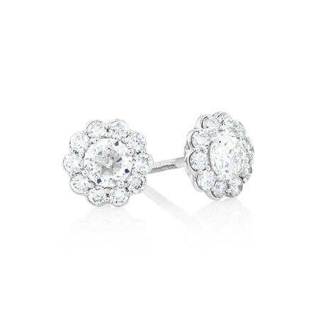Halo Stud Earrings with 1 Carat TW of Diamonds in 14kt White Gold Halo Stud Earrings with 1 Carat TW of Diamonds in 14kt White Gold