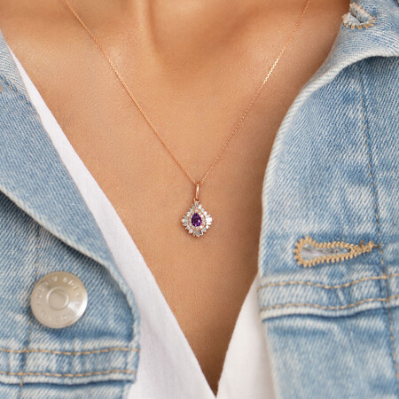 Ballerina Pendant with Amethyst & 0.25 Carat TW of Diamonds in 10kt Rose Gold Ballerina Pendant with Amethyst & 0.25 Carat TW of Diamonds in 10kt Rose Gold