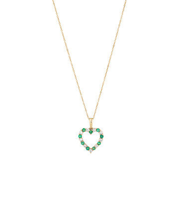 Natural Emerald Heart Pendant with 0.25 Carat TW of Diamonds in 10kt Yellow Gold Natural Emerald Heart Pendant with 0.25 Carat TW of Diamonds in 10kt Yellow Gold