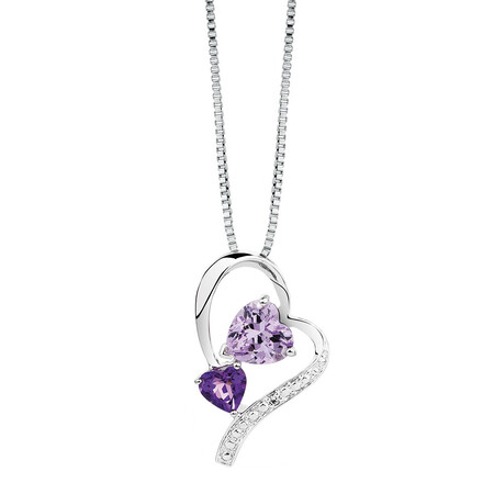 Pendant with Amethyst & Diamond in Sterling Silver Pendant with Amethyst & Diamond in Sterling Silver