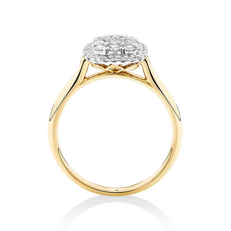 Square Cluster Halo Ring with 0.50kt TW of Diamonds in 10kt Yellow Gold Square Cluster Halo Ring with 0.50kt TW of Diamonds in 10kt Yellow Gold