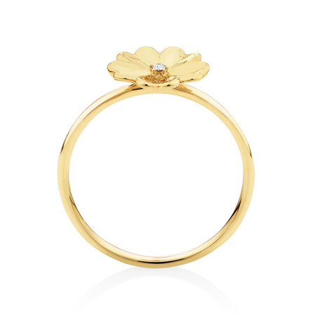 Flower Ring with Diamond in 10kt Yellow Gold Flower Ring with Diamond in 10kt Yellow Gold
