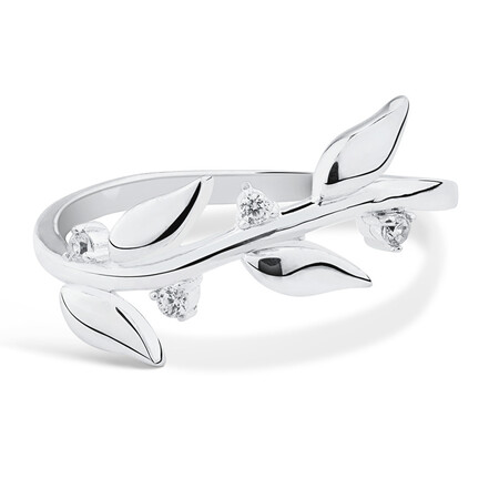 Leaf Ring with Cubic Zirconia in Sterling Silver Leaf Ring with Cubic Zirconia in Sterling Silver