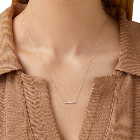 Bar Necklace with 0.10 Carat TW of Diamonds in 10kt Yellow Gold Bar Necklace with 0.10 Carat TW of Diamonds in 10kt Yellow Gold