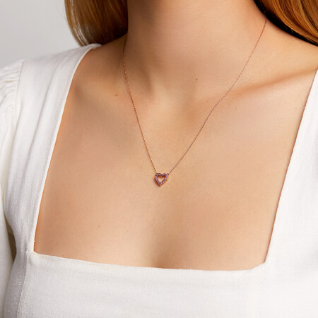 Heart Necklace with Amethyst in 10kt Rose Gold Heart Necklace with Amethyst in 10kt Rose Gold