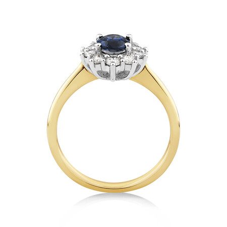 Ring with Natural Sapphire & 1/2 Carat TW of Diamonds in 14kt Yellow & White Gold Ring with Natural Sapphire & 1/2 Carat TW of Diamonds in 14kt Yellow & White Gold