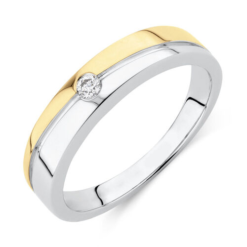 Ring with Diamond in 10kt White & Yellow Gold