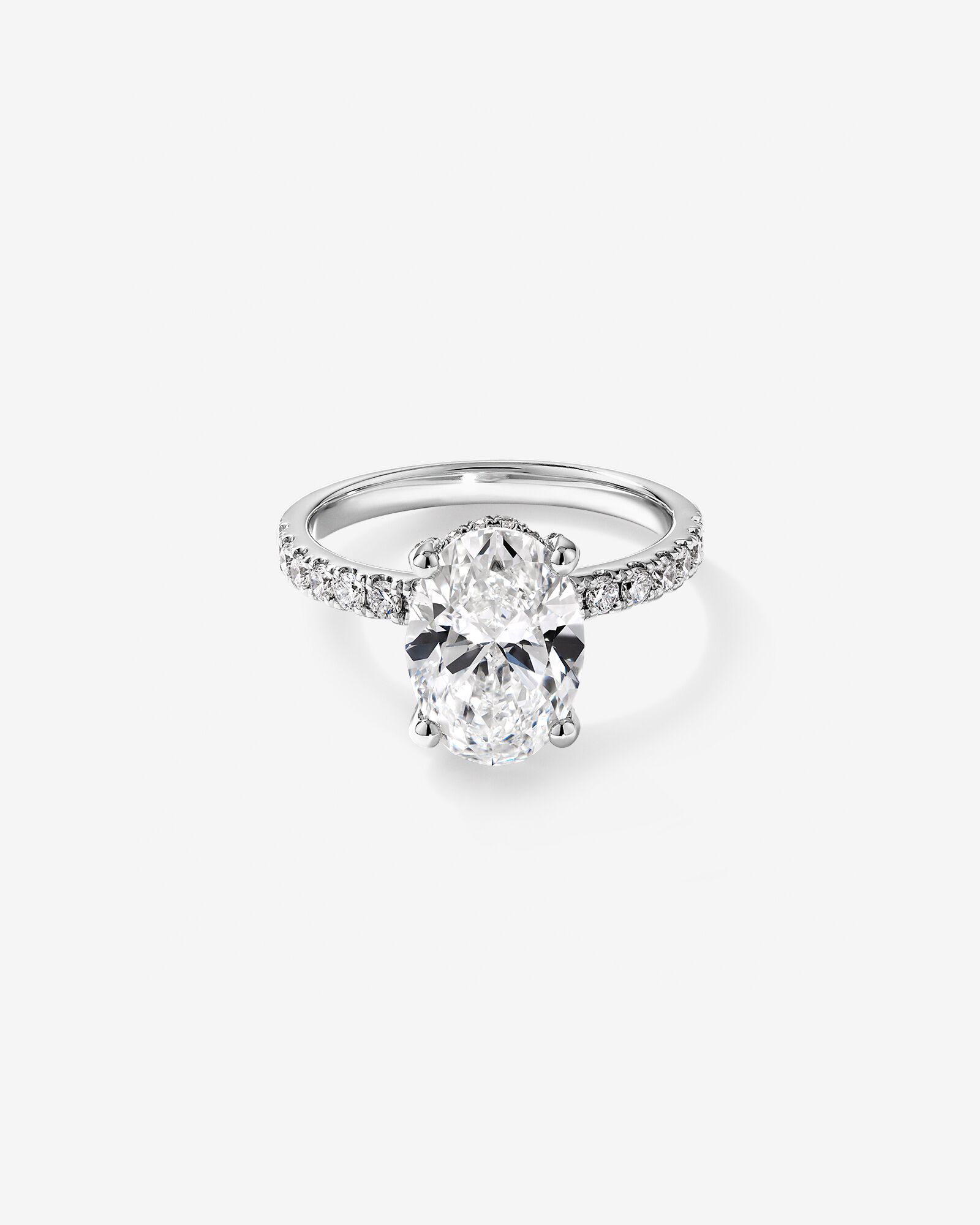 3.50 Carat TW Oval Cut Laboratory-Grown Diamond Engagement Ring in 18kt White Gold