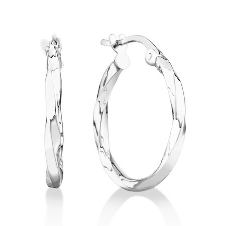 18mm Twist Hoop Earrings in 10kt White Gold 18mm Twist Hoop Earrings in 10kt White Gold