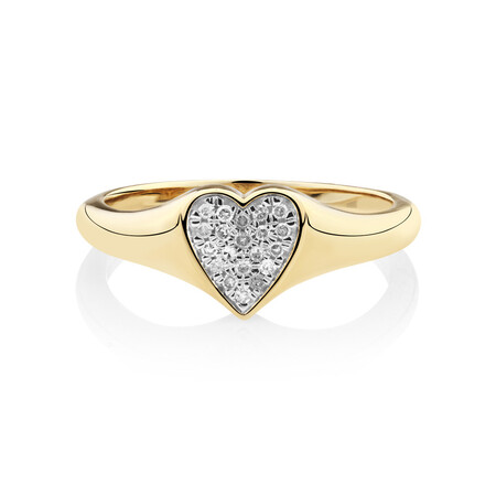 Heart Pave Ring with Diamonds in 10kt Yellow Gold Heart Pave Ring with Diamonds in 10kt Yellow Gold