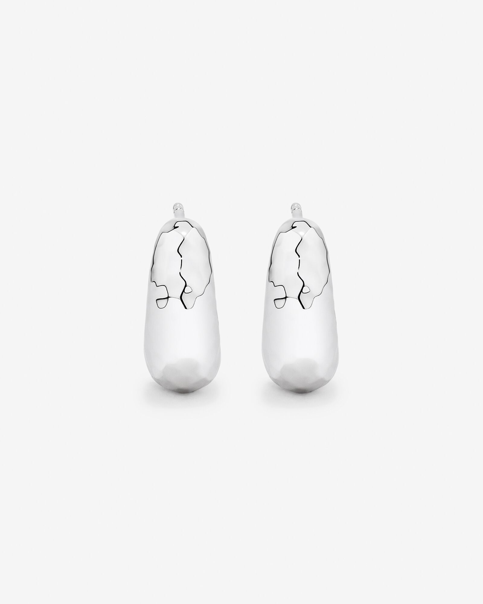 Diamond Cut Half Hoop Dome Stud Earrings in Sterling Silver