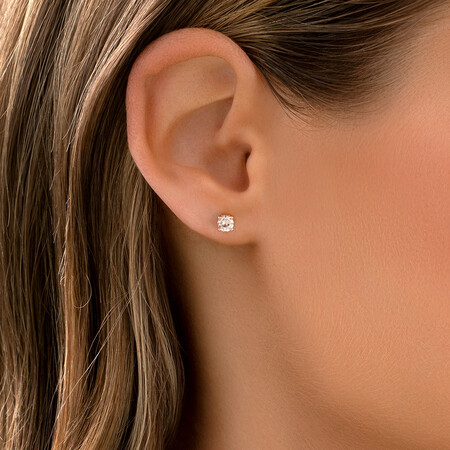 4mm Stud Earrings with Morganite in 10kt Rose Gold 4mm Stud Earrings with Morganite in 10kt Rose Gold