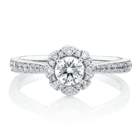 Engagement Ring with 0.61 Carat TW of Diamonds in 14kt White Gold Engagement Ring with 0.61 Carat TW of Diamonds in 14kt White Gold