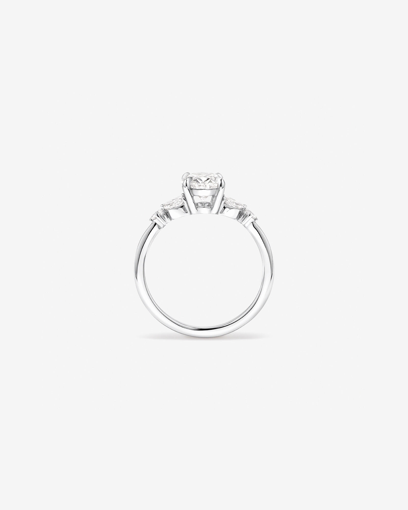 1.73 Carat TW Oval Cut Laboratory-Grown Diamond Marquise Cut Side Stone Engagement Ring in 14kt White Gold