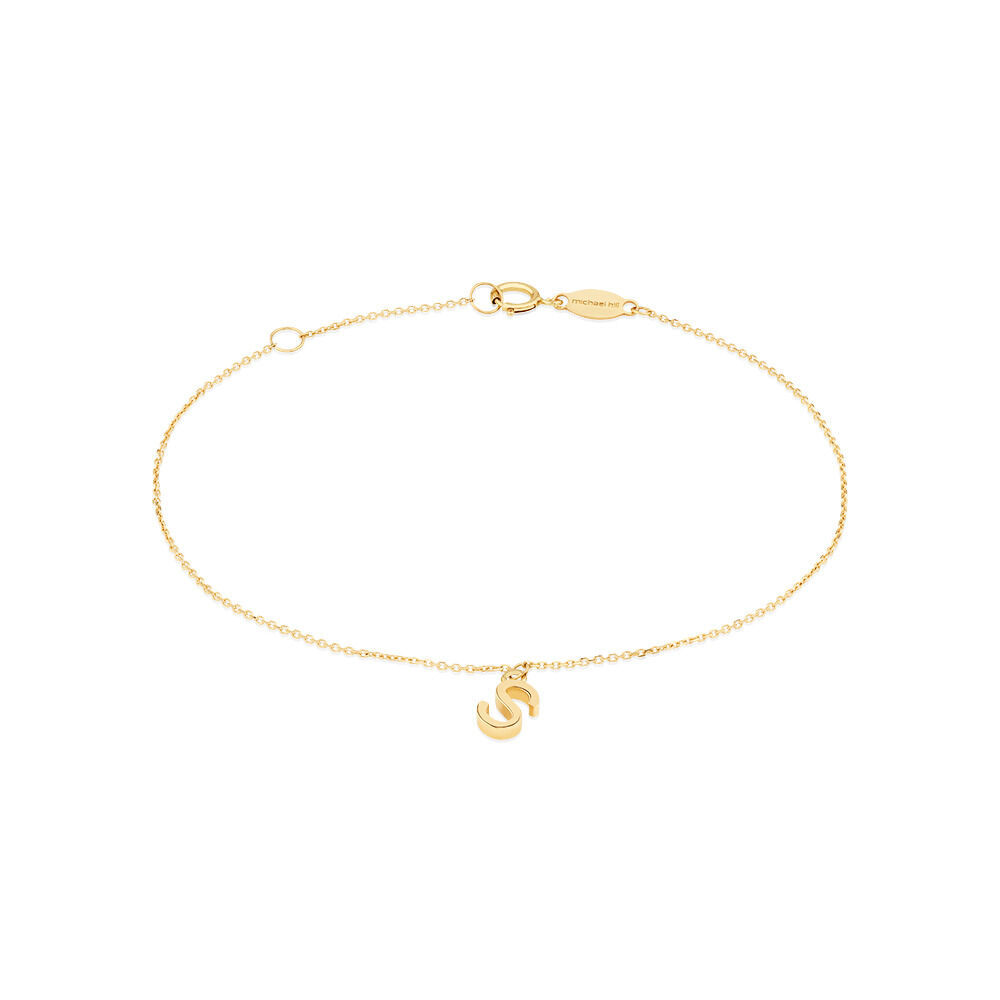 Collier à pendentif initiale S en or jaune 10 K